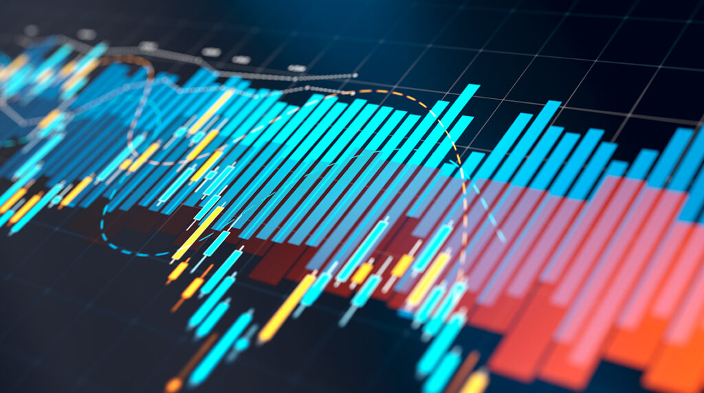 Abstract graphic showing data that measures impact.